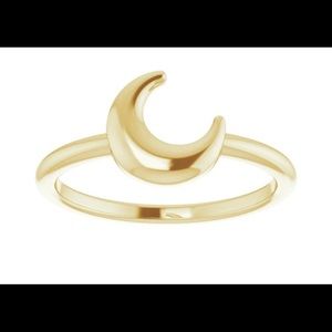14K Yellow Gold Crescent Moon Ring